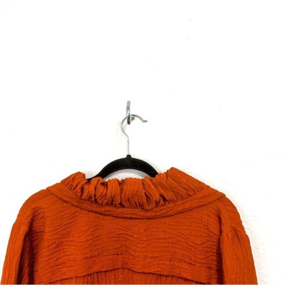 Ali Miles Jacket Size XL Orange Crinkly Textured Button Front Blazer Art To Wear - Picture 6 of 10
